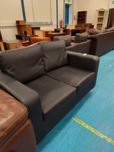 Load image into Gallery viewer, Two Seater Black Leather Look Sofa
