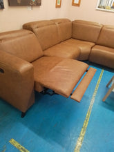 Load image into Gallery viewer, Tan Leather Corner Reclining Sofa
