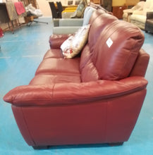 Load image into Gallery viewer, Burgundy Leather Three Seater Sofa
