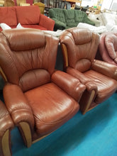 Load image into Gallery viewer, Brown 3 seater sofa &amp; 2 x armchairs
