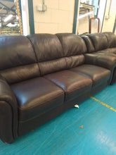 Load image into Gallery viewer, Brown Leather Three &amp; Seater Sofas Two
