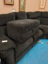 Load image into Gallery viewer, Black Corner Sofa &amp; Footstool
