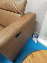 Load image into Gallery viewer, Tan Leather Corner Reclining Sofa
