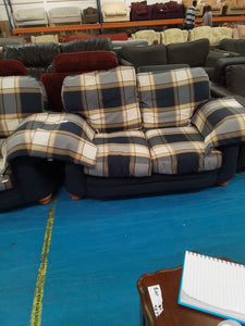 Checked Two Seater Sofa & 2 Armchairs
