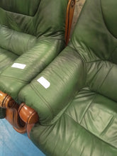 Load image into Gallery viewer, Green Leather Three Piece Suite
