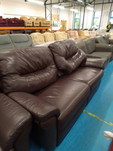 Brown Three Seater Sofa & Armchair