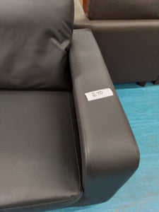 Two Seater Black Leather Look Sofa