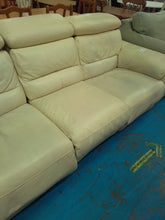 Load image into Gallery viewer, Cream Three Seater Manual Recliner Sofa
