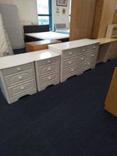 Load image into Gallery viewer, White Chest of Drawers &amp; 2 Bedside Cabinets
