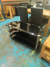 Load image into Gallery viewer, Black Glass Television Stand
