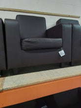 Load image into Gallery viewer, Black Leather Look Two Seater Sofa &amp; 2 Armchairs
