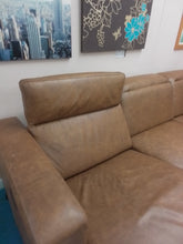 Load image into Gallery viewer, Tan Leather Corner Reclining Sofa
