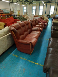 Brown 3 seater sofa & 2 x armchairs