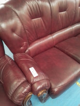 Load image into Gallery viewer, Burgundy Leather Three Piece Suite
