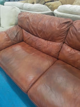 Load image into Gallery viewer, Brown Leather Three &amp; Two Seater Sofas

