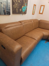 Load image into Gallery viewer, Tan Leather Corner Reclining Sofa

