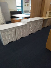 Load image into Gallery viewer, White Chest of Drawers &amp; 2 Bedside Cabinets
