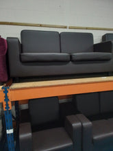 Load image into Gallery viewer, Black Leather Look Two Seater Sofa &amp; 2 Armchairs
