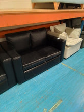 Load image into Gallery viewer, Black Leather Two Seater Sofa
