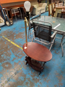 Side table with magazine rack and lamp