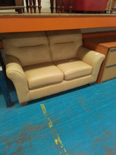 Load image into Gallery viewer, Cream Leather Two Seater Sofa
