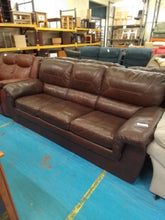 Load image into Gallery viewer, Brown Leather Three Seater Sofa
