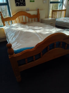 Pine Double Bedframe w/Factory Return Mattress